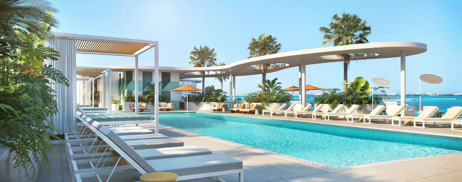 The Boulevard's pool surrounded by comfortable seating